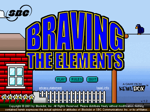 Braving the Elements Startup screen